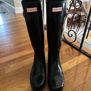 Hunter Glossy Black Tall Boots